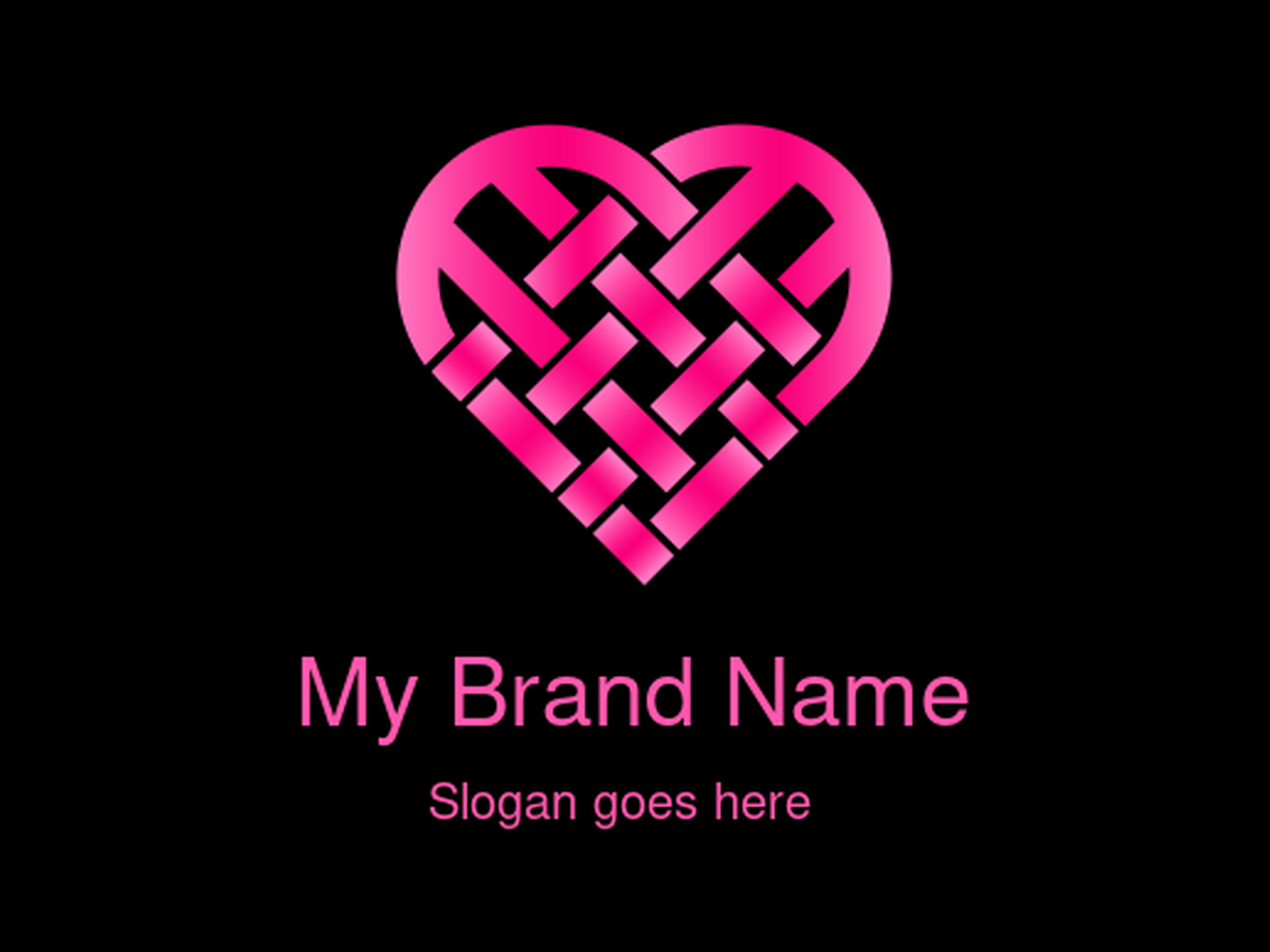 Vibrant Pink Woven Heart Logo Design for Romantic Craft Workshops and Sustainable Love-Themed Artisanal Gift Shops